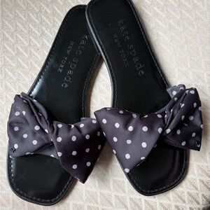 kate spade Black Polka Dot Bikini Bow Slide Sandals